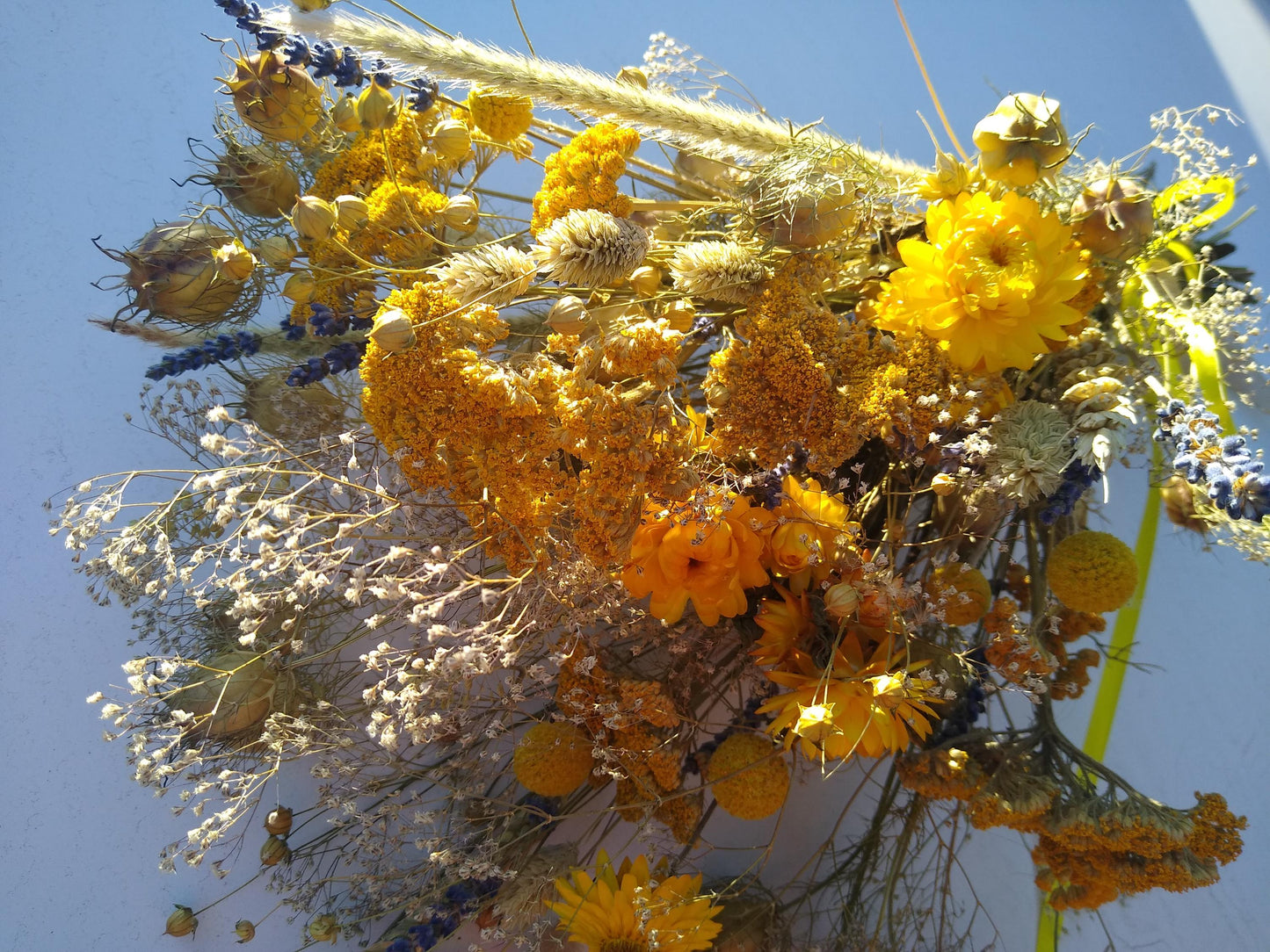 British yellow Dried Flower Bouquet- wildflowers - Present- Gift for Her- Birthday- Mothers Day- UK farm- organic- Wedding- bouquet-