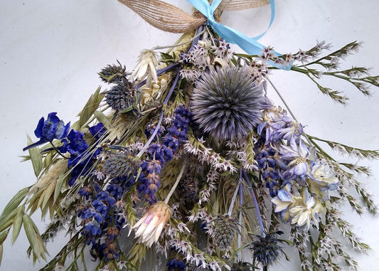 British Blue thistle bouquet posy
