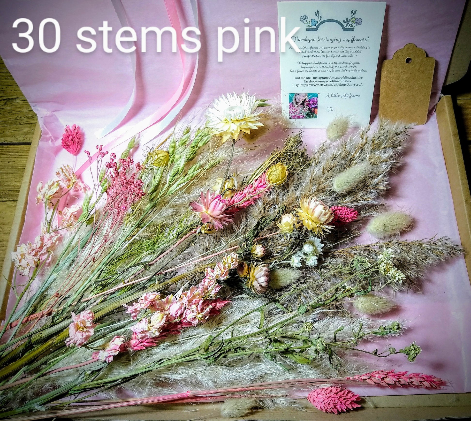 Letterbox dried flowers- small/large boxes, gift, DIY flowers, bouquet. Craft box. UK farm, Natural, Rustic, Eco, Organic, wedding flowers