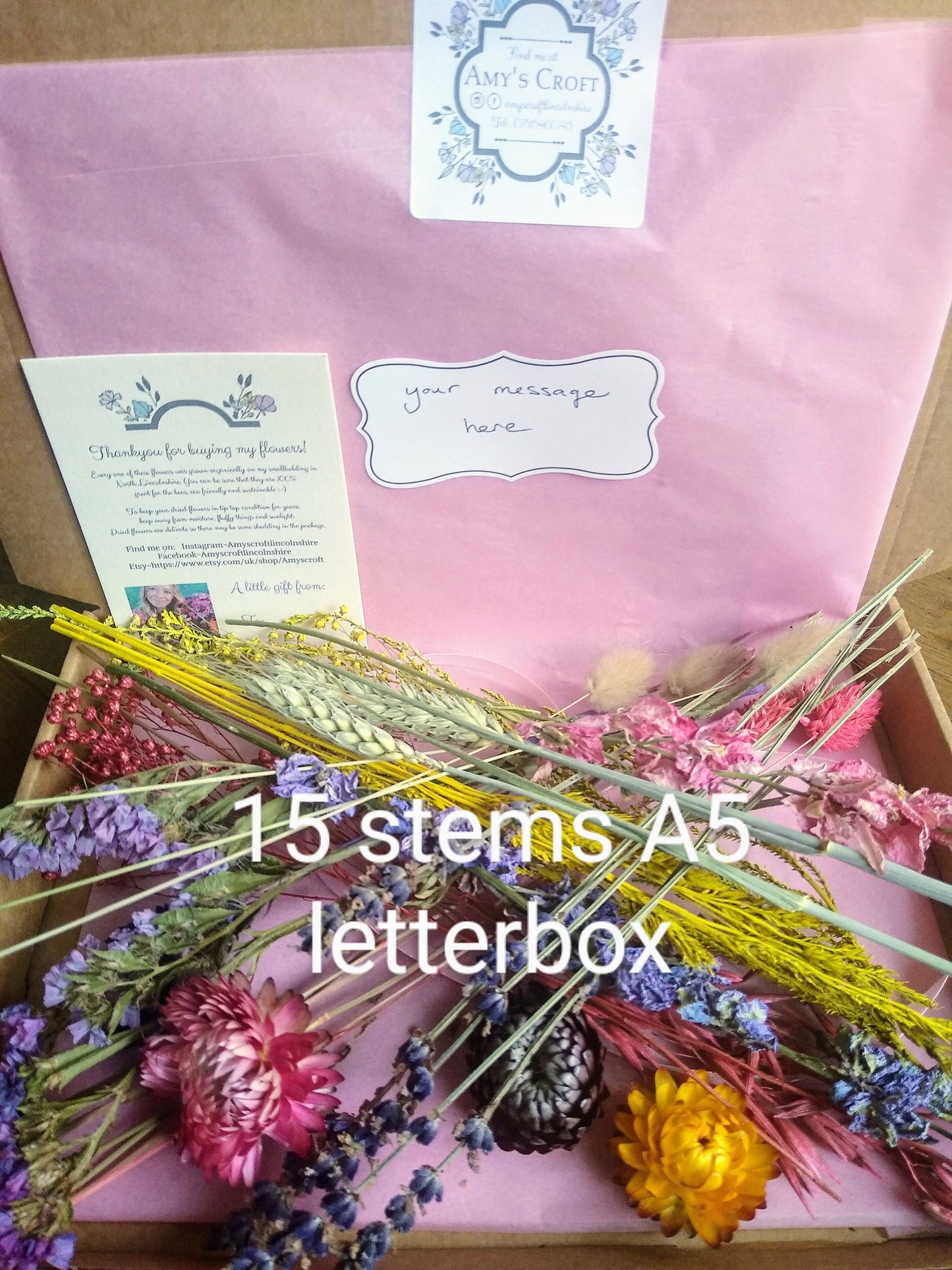 Letterbox dried flowers- small/large boxes, gift, DIY flowers, bouquet. Craft box. UK farm, Natural, Rustic, Eco, Organic, wedding flowers