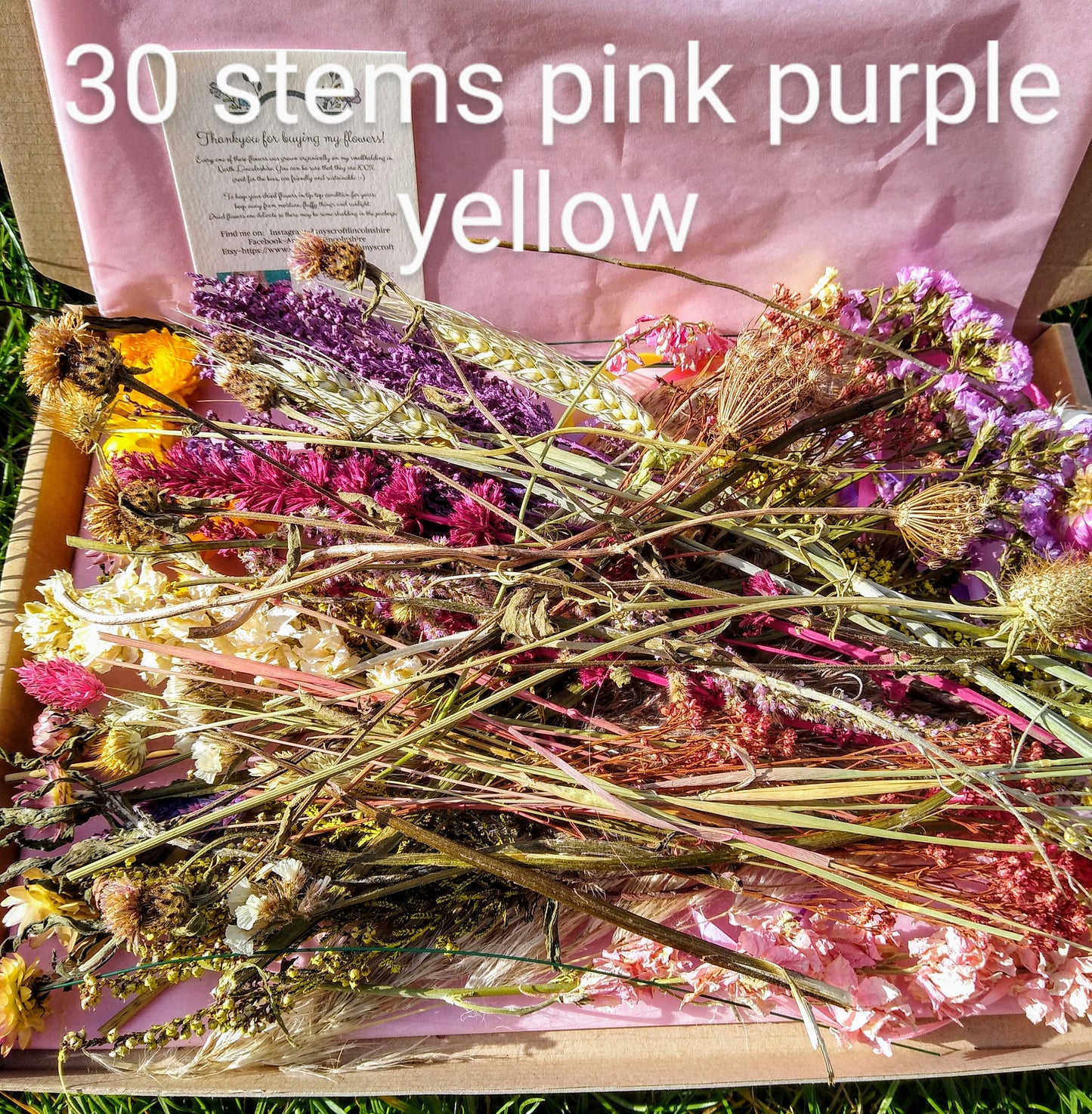 Letterbox dried flowers- small/large boxes, gift, DIY flowers, bouquet. Craft box. UK farm, Natural, Rustic, Eco, Organic, wedding flowers