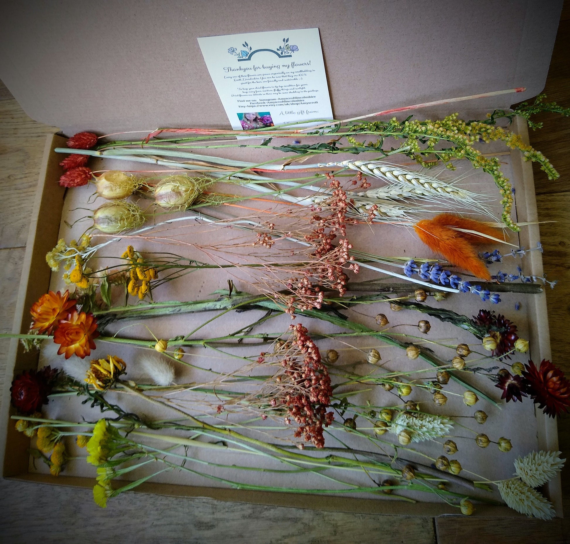 Autumnal British dried flower box, 30-300 stems, rustic, dried flower craft box, red, yellow, orange, DIY Autumn wreath flowers, materials