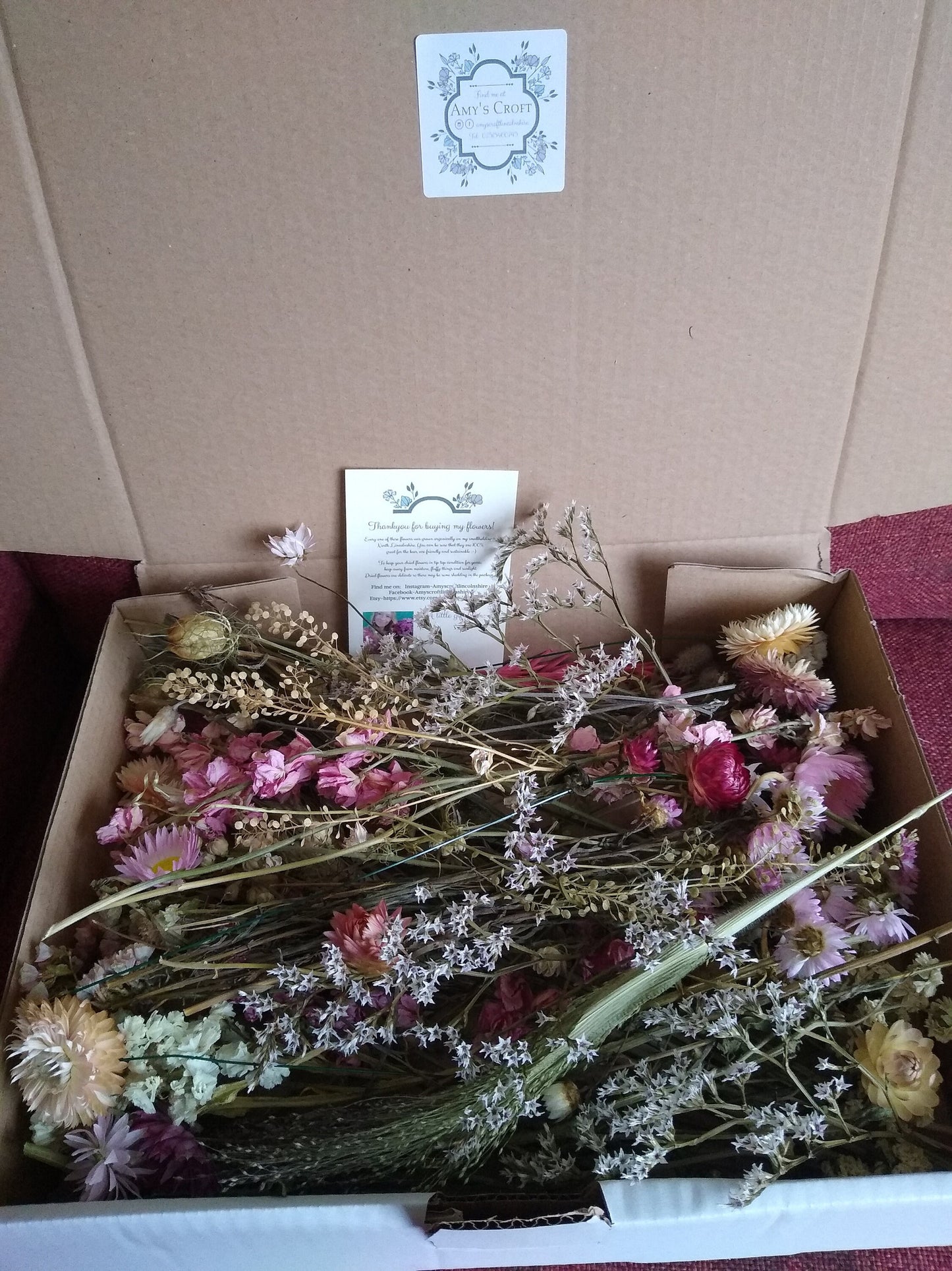Pink & white British dried flowers. 40-300 stems, gift, DIY flowers, bouquet. Craft box, UK farm, wedding flowers, pink dried flowers, bulk