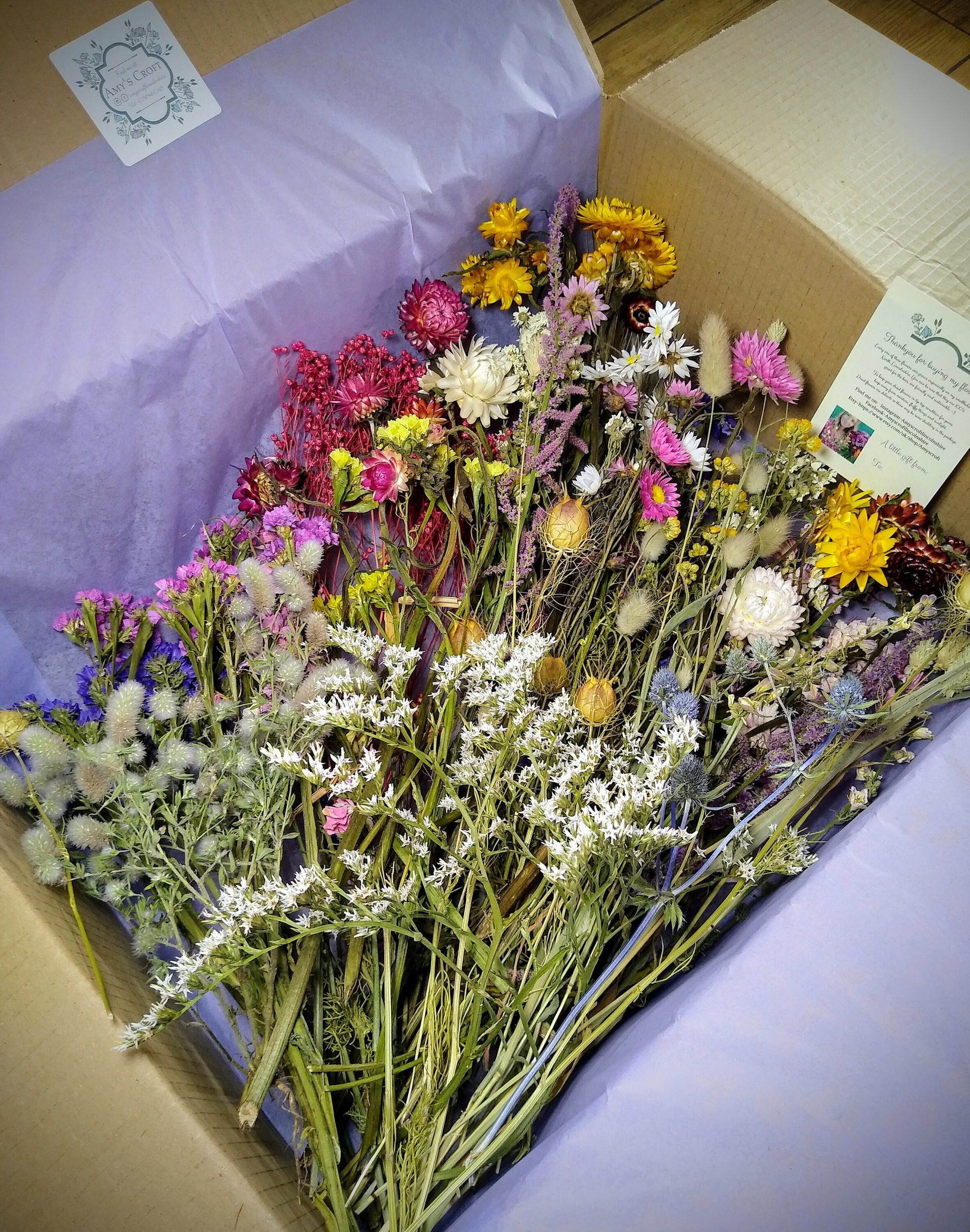 British dried flowers mega boxes, 60-300 stems for wreaths, DIY wedding flowers, bouquet. Craft box, UK farm, colourful dried flowers, bulk