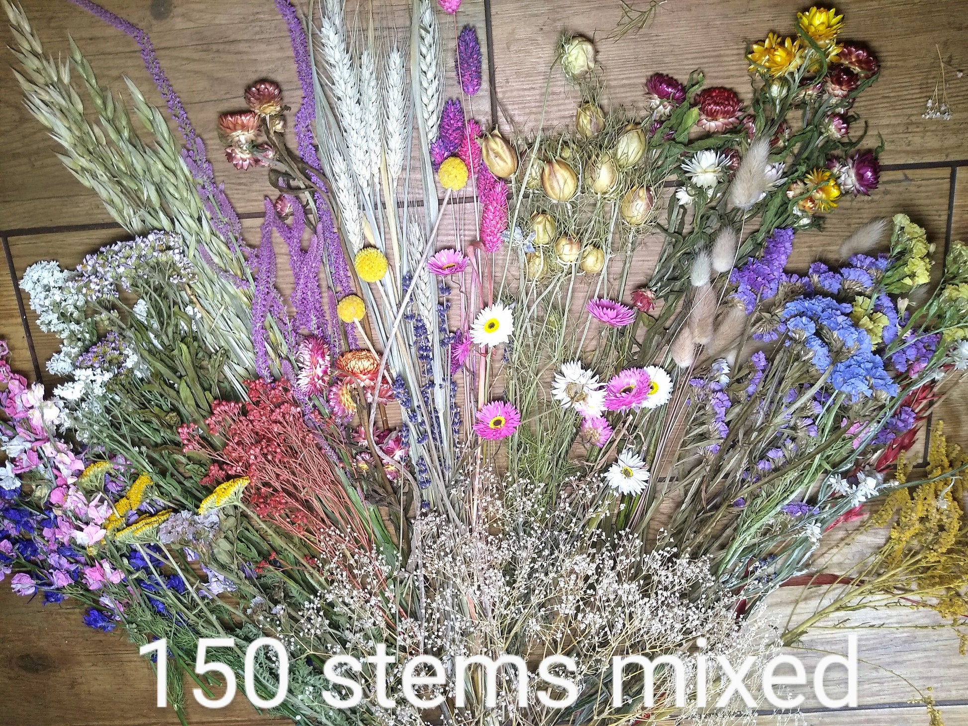 British dried flowers mega boxes, 60-300 stems for wreaths, DIY wedding flowers, bouquet. Craft box, UK farm, colourful dried flowers, bulk