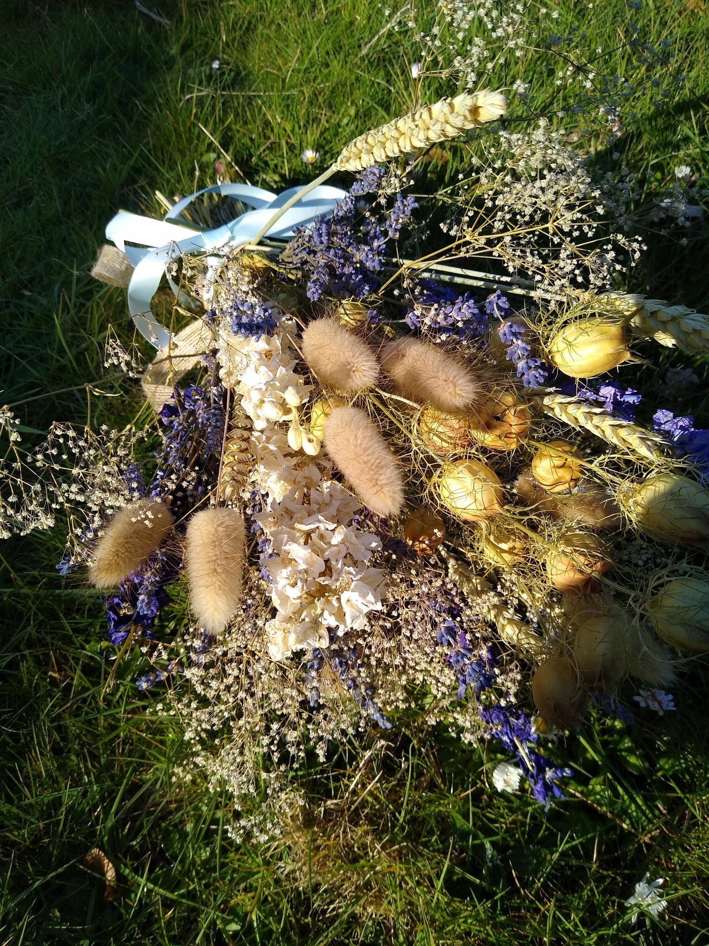 British Dried Flower Bouquet- wildflowers - Present- Gift for Her- Birthday- lavender- Mothers Day- White & Purple - Wedding- bouquet