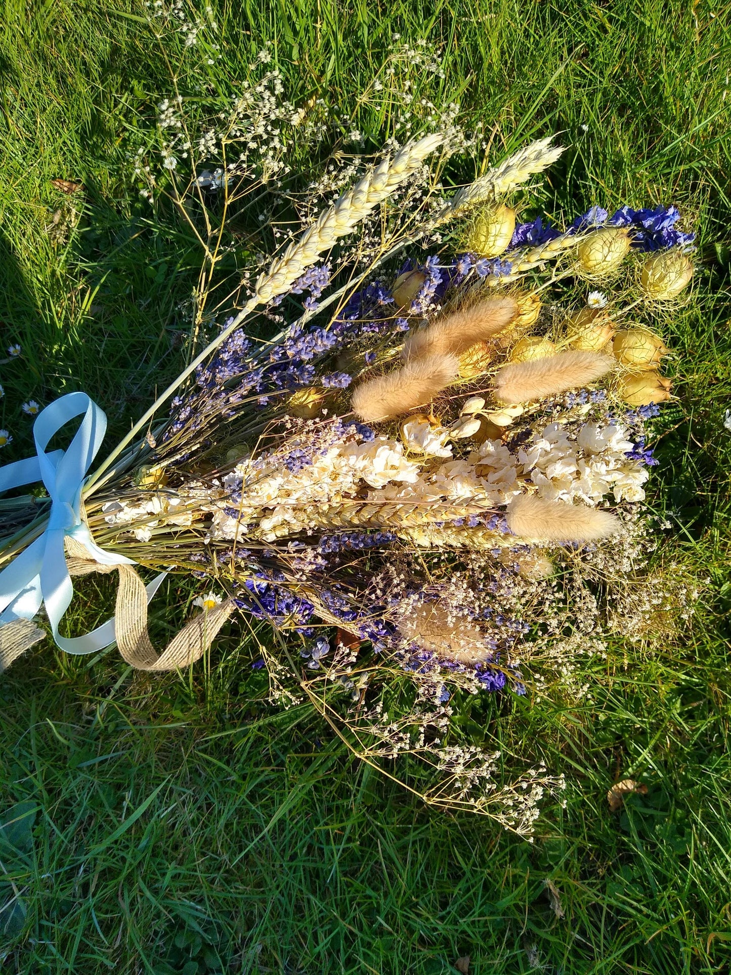 British Dried Flower Bouquet- wildflowers - Present- Gift for Her- Birthday- lavender- Mothers Day- White & Purple - Wedding- bouquet