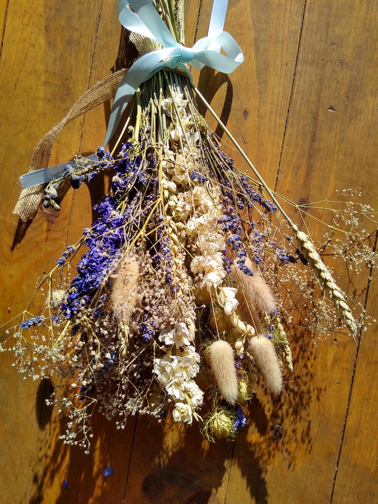 British Dried Flower Bouquet- wildflowers - Present- Gift for Her- Birthday- lavender- Mothers Day- White & Purple - Wedding- bouquet