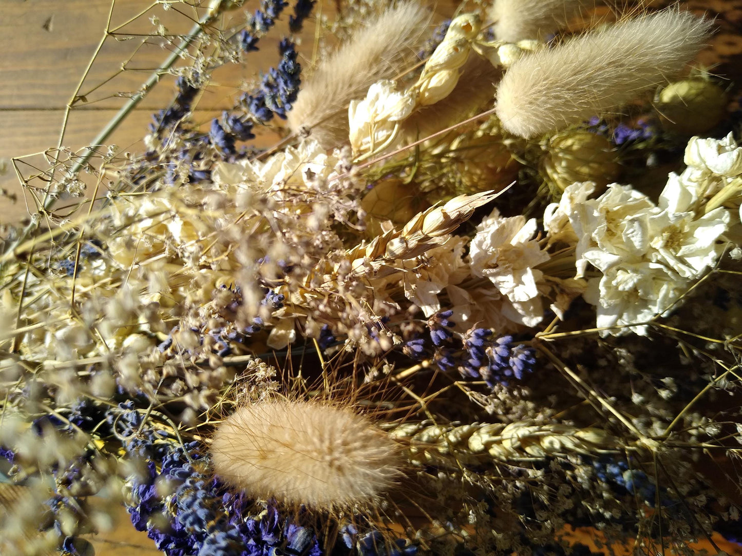 British Dried Flower Bouquet- wildflowers - Present- Gift for Her- Birthday- lavender- Mothers Day- White & Purple - Wedding- bouquet