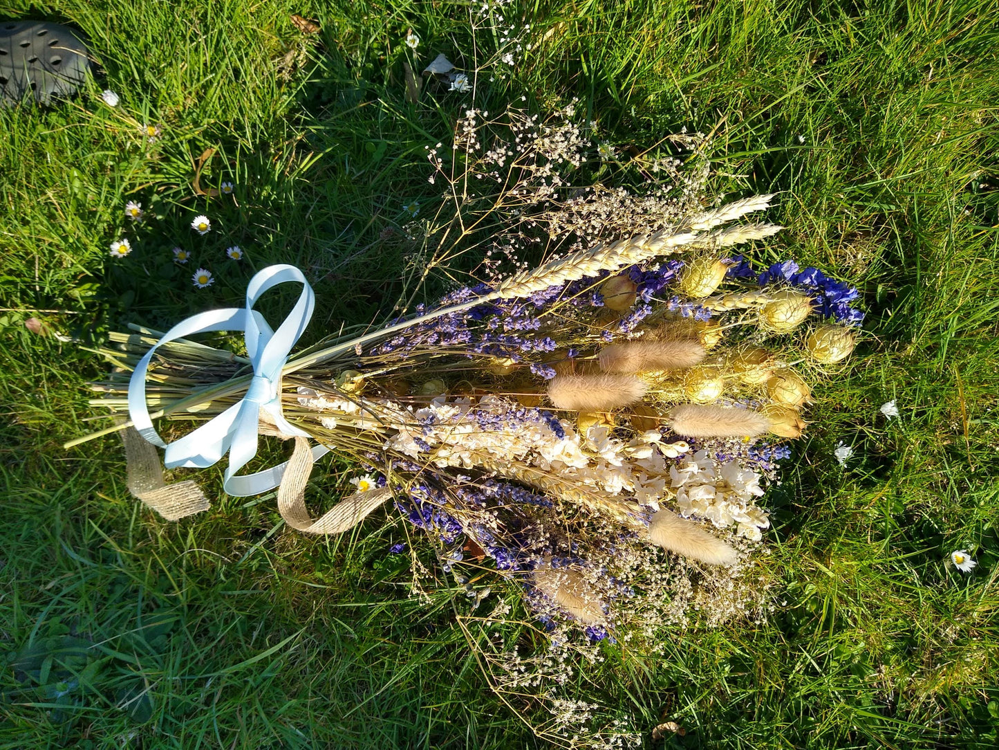 British Dried Flower Bouquet- wildflowers - Present- Gift for Her- Birthday- lavender- Mothers Day- White & Purple - Wedding- bouquet