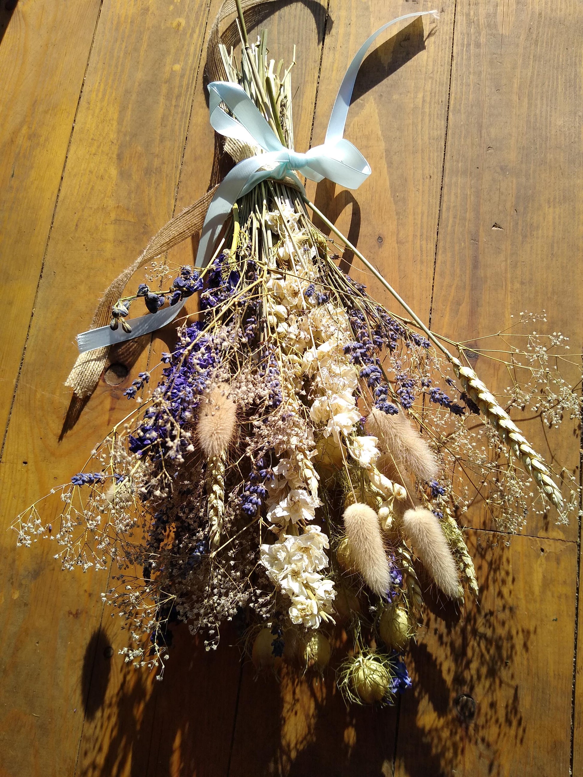 British Dried Flower Bouquet- wildflowers - Present- Gift for Her- Birthday- lavender- Mothers Day- White & Purple - Wedding- bouquet