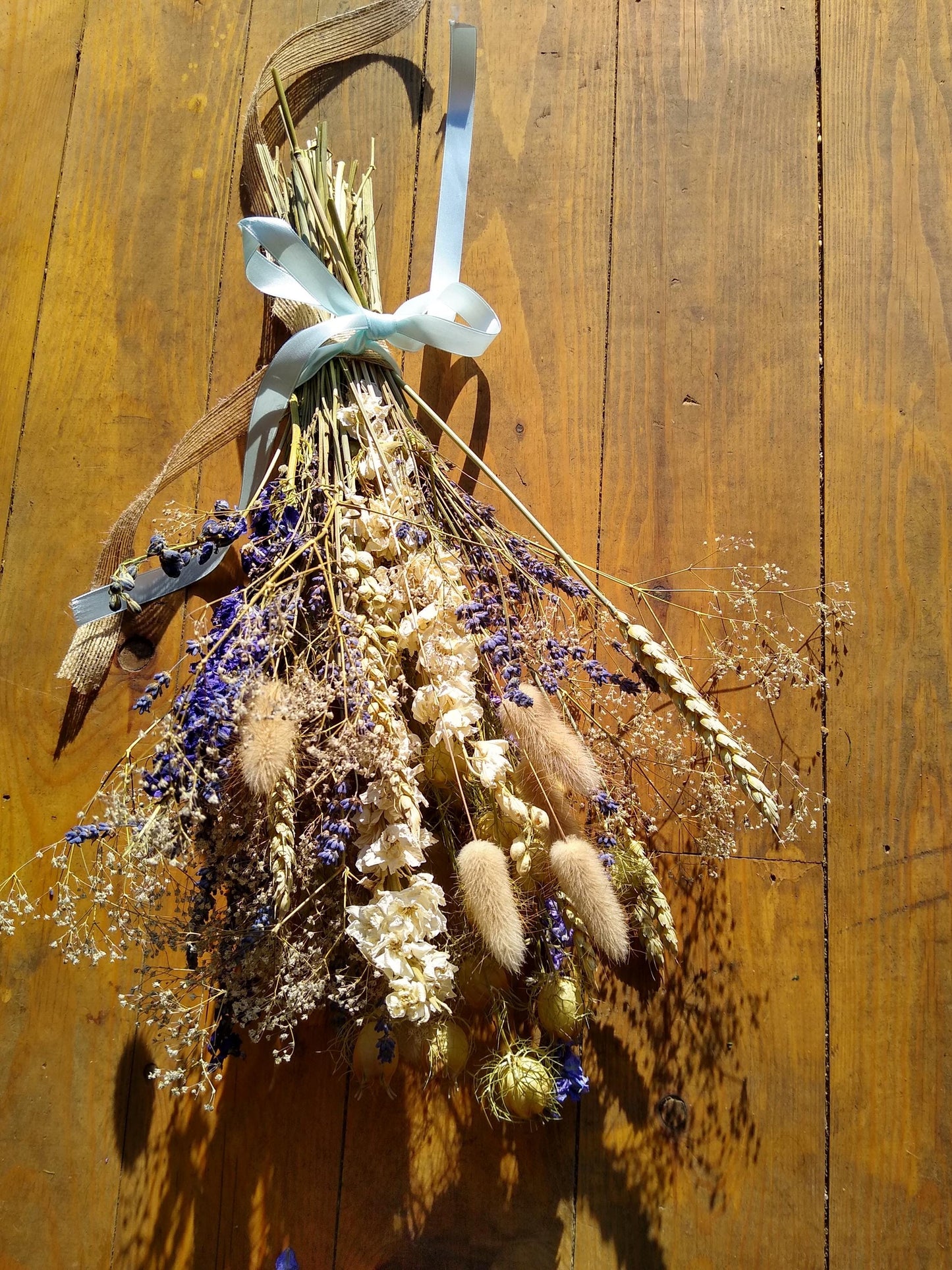 British Dried Flower Bouquet- wildflowers - Present- Gift for Her- Birthday- lavender- Mothers Day- White & Purple - Wedding- bouquet