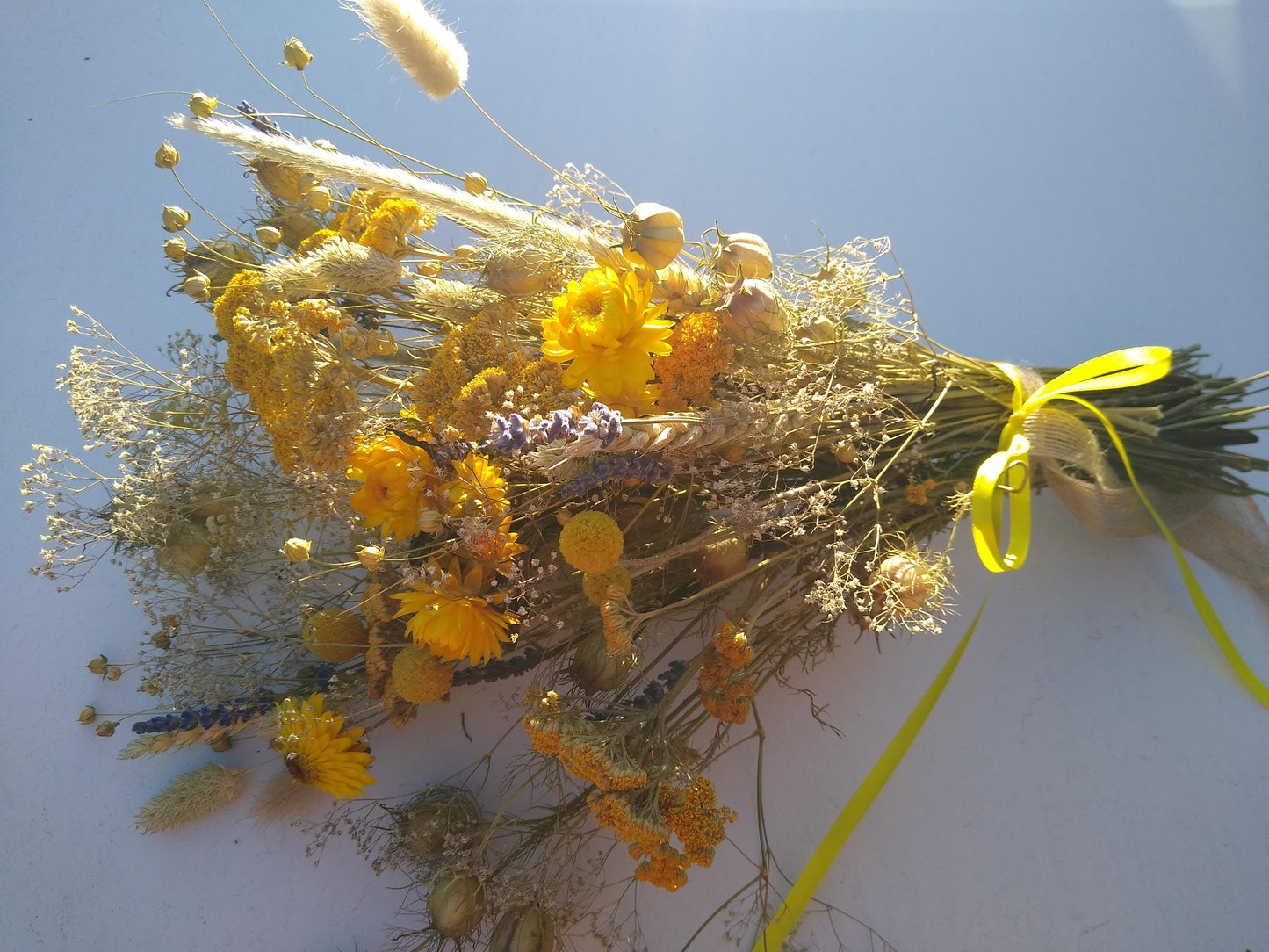 British yellow Dried Flower Bouquet- wildflowers - Present- Gift for Her- Birthday- Mothers Day- UK farm- organic- Wedding- bouquet-