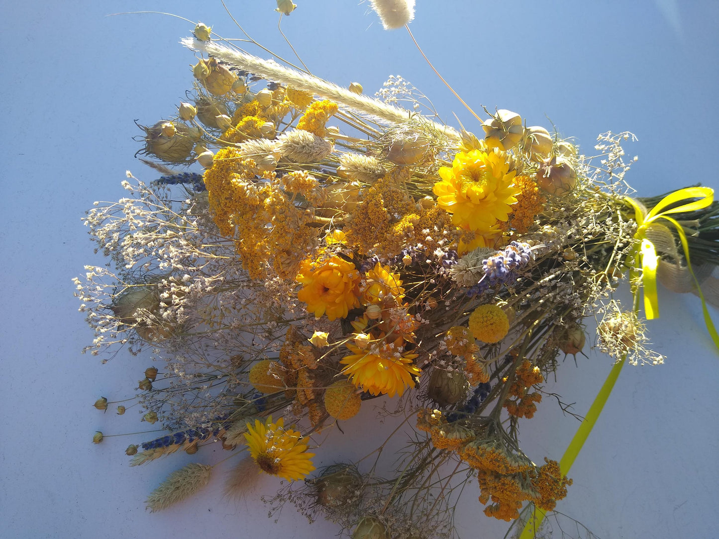 British yellow Dried Flower Bouquet- wildflowers - Present- Gift for Her- Birthday- Mothers Day- UK farm- organic- Wedding- bouquet-