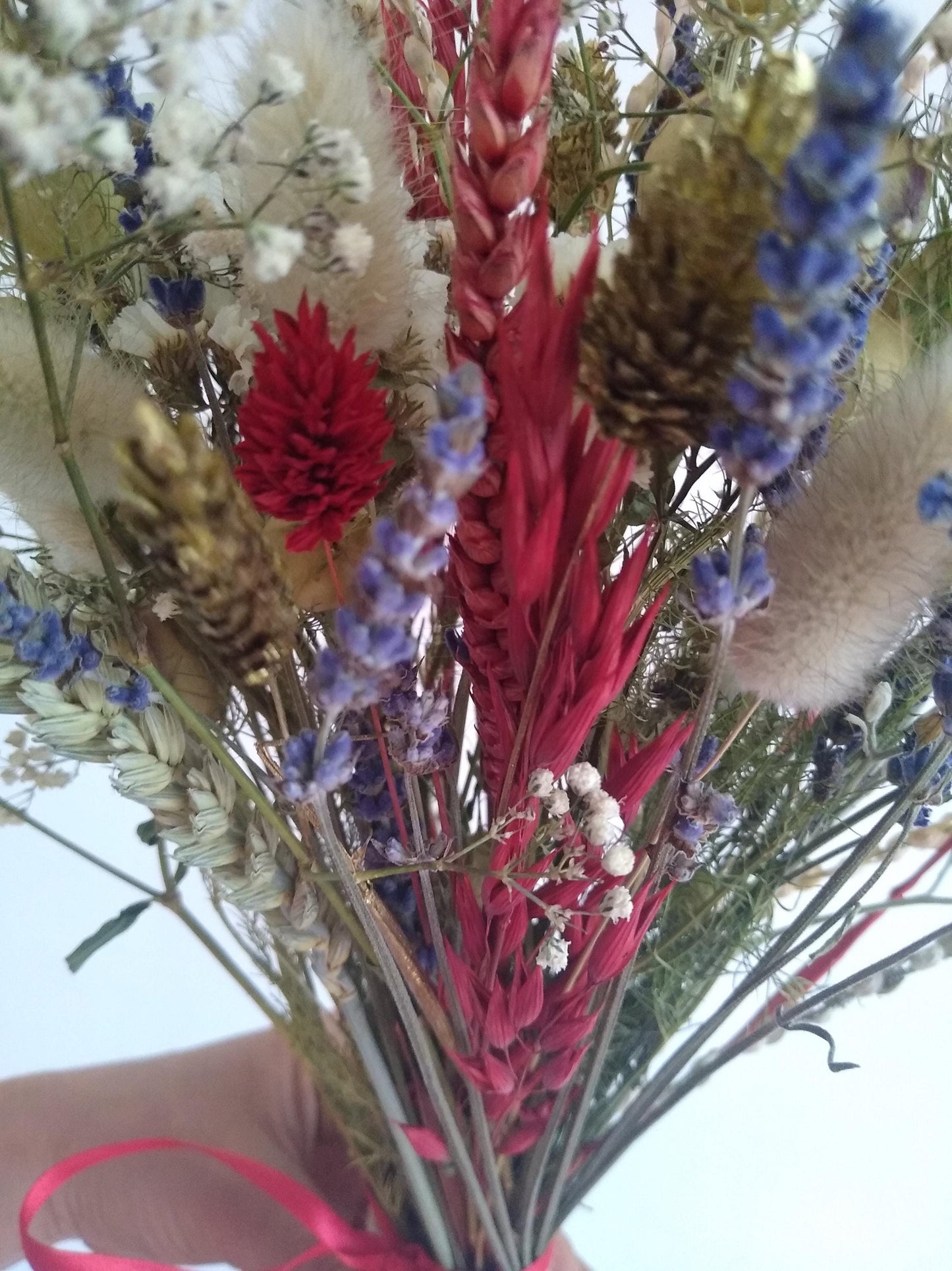 British blue red white gold dried flower bouquet posy, christmas flowers, wedding bouquet, 20 x 30cm, dried flower gift, christmas bouquet,