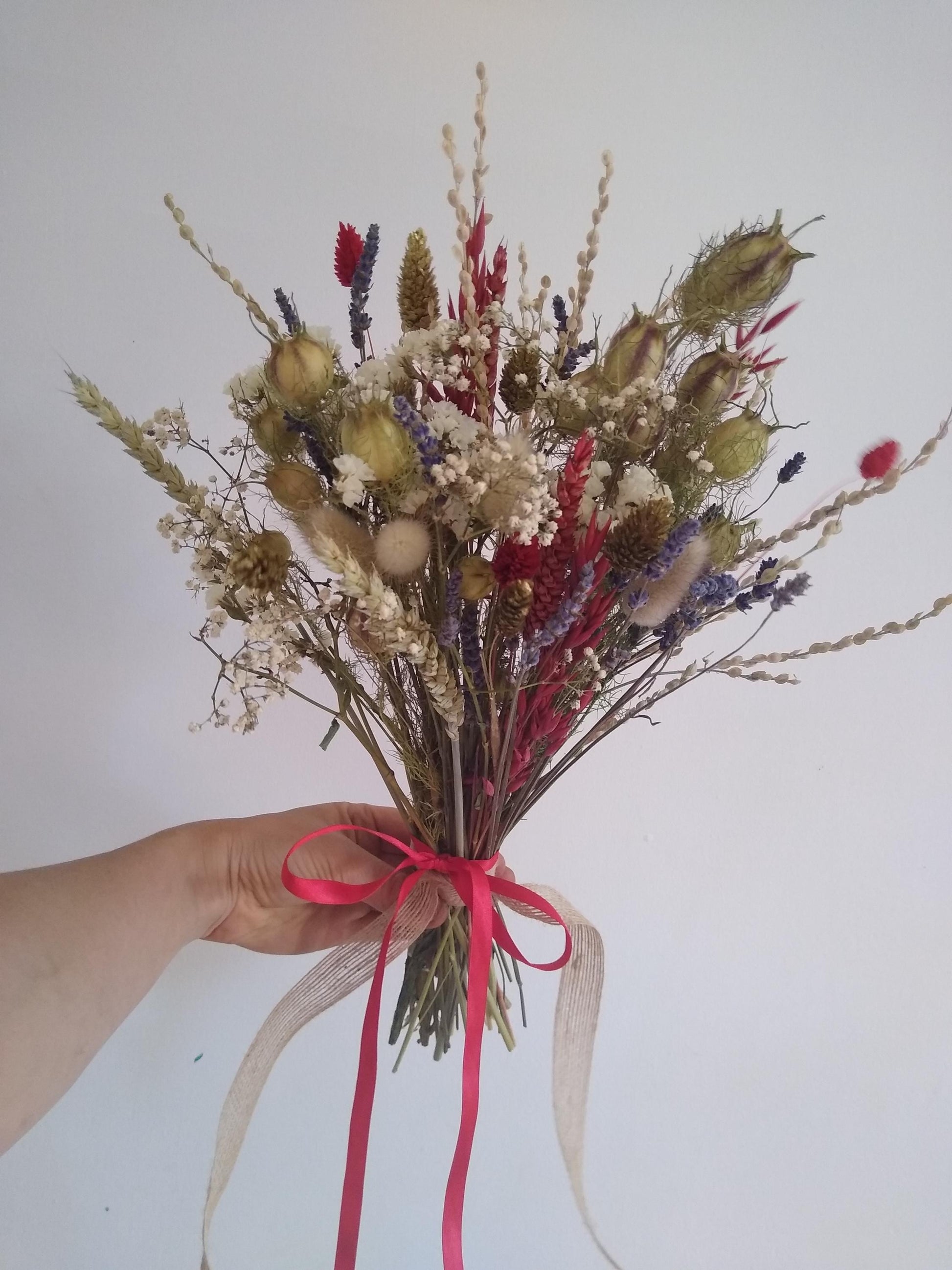 British blue red white gold dried flower bouquet posy, christmas flowers, wedding bouquet, 20 x 30cm, dried flower gift, christmas bouquet,