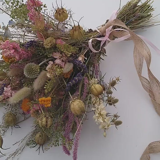 British Dried Flower Bouquet - wildflowers - Present- Gift for Her- Birthday- UK farm- bride - Mothers Day- Pastels- Wedding- bouquet- Posy