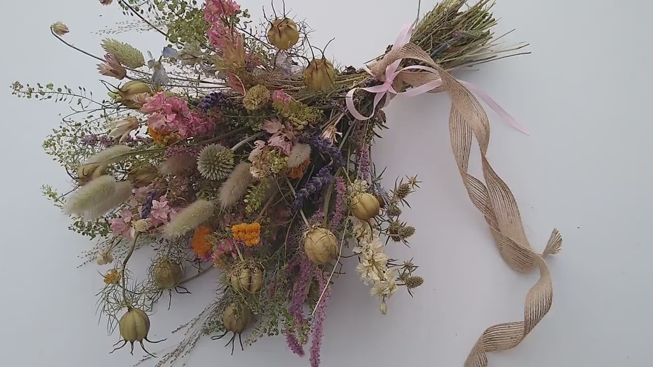 British Dried Flower Bouquet - wildflowers - Present- Gift for Her- Birthday- UK farm- bride - Mothers Day- Pastels- Wedding- bouquet- Posy