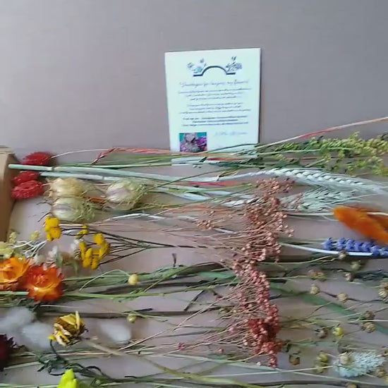 Autumnal British dried flower box, 30-300 stems, rustic, dried flower craft box, red, yellow, orange, DIY Autumn wreath flowers, materials