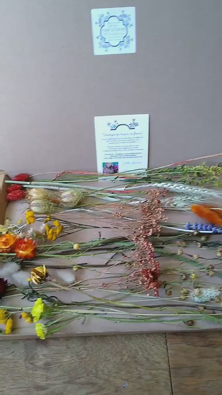 Autumnal British dried flower box, 30-300 stems, rustic, dried flower craft box, red, yellow, orange, DIY Autumn wreath flowers, materials